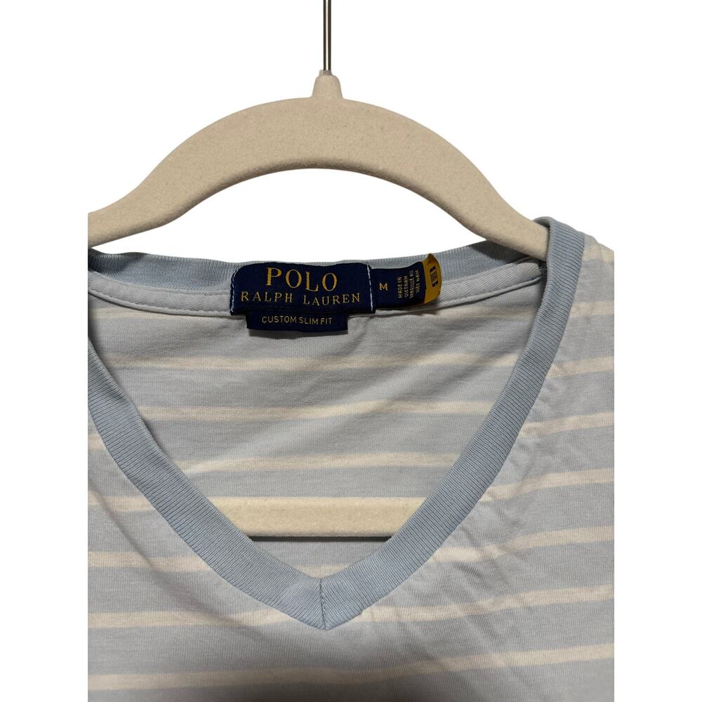Polo Ralph Lauren Custom Slim Fit Striped V-Neck Tee M - Picture 3 of 6